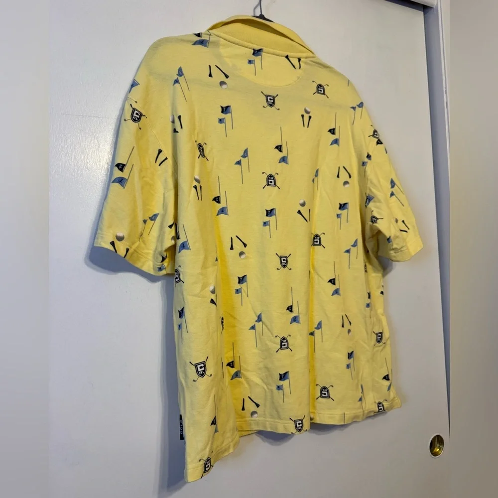 Chaps Ralph Lauren Yellow‎ Golf Patterned Polo Shirt